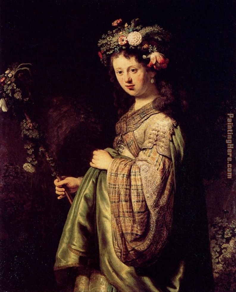 Saskia As Flora painting - Rembrandt Saskia As Flora art painting